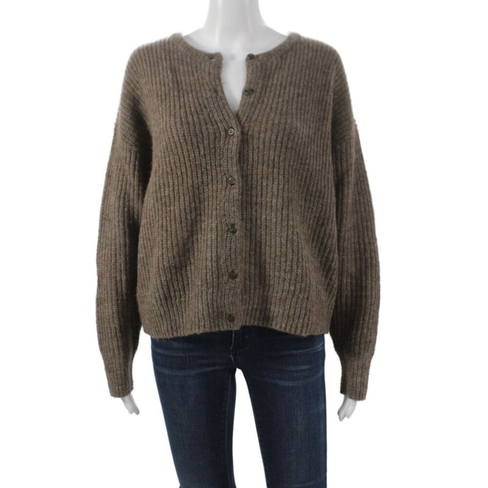 Jenni Kayne Unisex Cardigan Brown Button Long Sleeve Alpaca Size XS